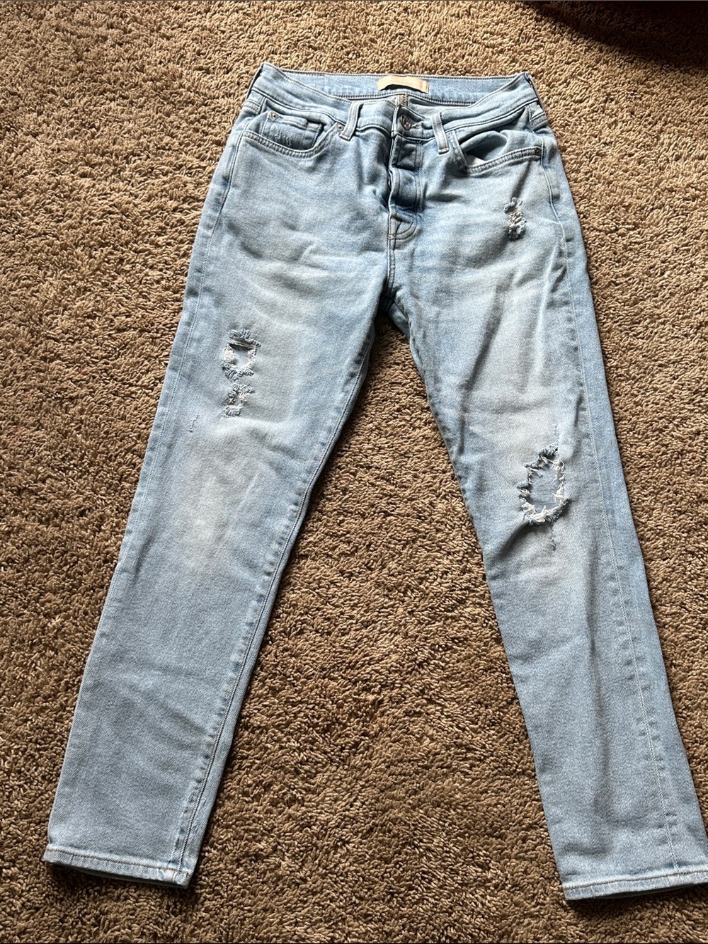 7 For All Mankind LUXE VINTAGE Light Blue Distressed Skinny Jeans SZ 27